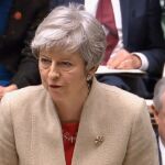 Theresa May, durante su intervención en el Parlamento