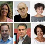 De izda a dcha y de arriba a abajo) Margarita Robles, Susana Sumelzo, Odón Elorza, Rocio de Frutos, Zaida Cantera, Adriana Lastra, José Luis Ábalos, Manolo González, Sofía Hernanz y Luz Martínez Seijo.
