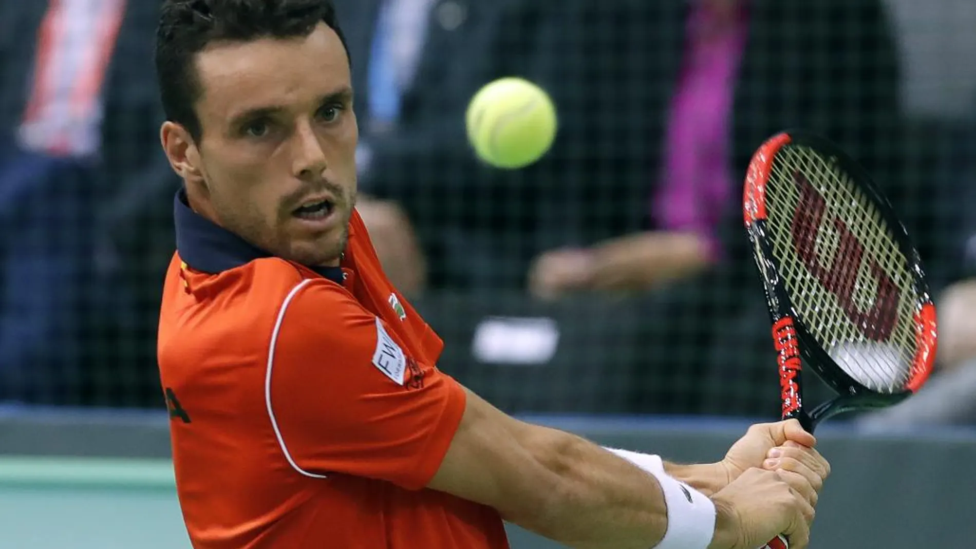 Roberto Bautista Agut en el partido contra el croata Skugor