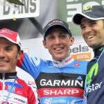 El español Joaquim Rodriguez, Daniel Martin y Alejandro Valverde, en el podio.