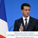 El primer ministro francés, Manuel Valls, durante la conferencia de prensa ofrecidas en el Elíseo
