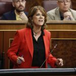 La ministra de Justicia, Dolores Delgado, durante su intervención hoy en el pleno del Congreso de los Diputados. Foto: J. Fdez.-Largo