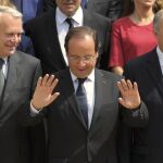 Francois Hollande con Jean-Marc Ayrault y Laurent Fabius