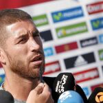 Segio Ramos, ayer, en la concentración de la Selección