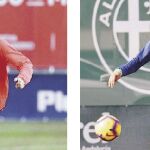 Morata, a la izquierda, y Jesé, a la derecha, vuelven a encontrarse en el césped