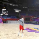 Juan Carlos Navarro, capitán de España, en el último entrenamiento con la Selección