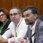 El líder de IU en la comunidad, Antonio Maíllo, ayer en el Parlamento