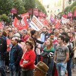 Manifestación para exigir la continuidad de la planta de componentes eólicos que la multinacional Vestas tiene en el municipio leonés de Villadangos del Páramo/Efe