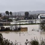 Campos anegados en el municipio de Montuiri (Mallorca) que ha quedado incomunicado por las inundaciones debido a las fuertes lluvias en la isla estos últimos días