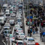 Atasco en la Gran Vía de la capital