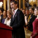 Los Reyes, ayer, durante la recepción al nuevo Cuerpo Diplomático