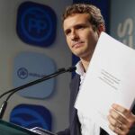 El presidente del PP, Pablo Casado