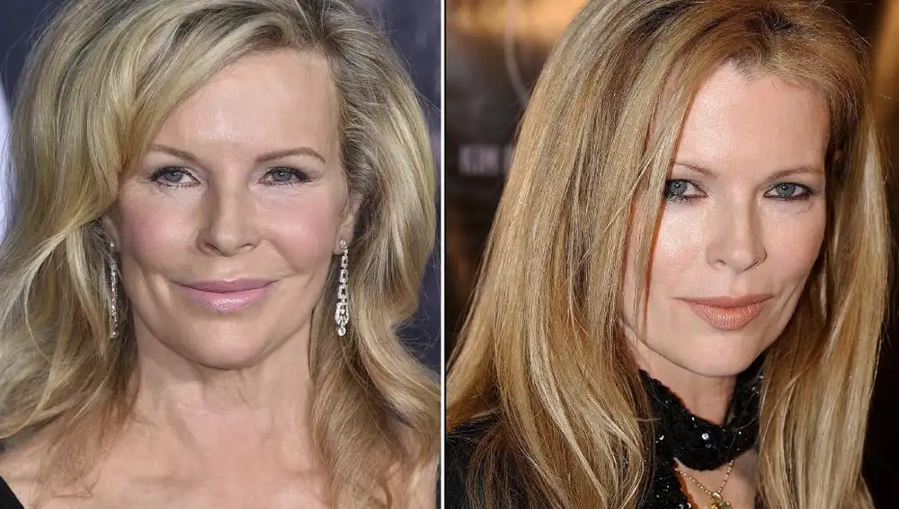Kim Basinger anoche en Los Angeles y, a la derecha, en una imagen de 2002.