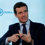 El presidente del PP, Pablo Casado, en una entrevista con Efe