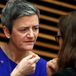 La comisaria de Competencia, Margrethe Vestager hoy en Bruselas
