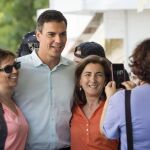 El secretario general del PSOE, Pedro Sánchez, durante su visita a la Feria del Libro de Madrid
