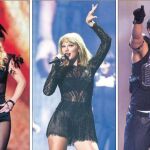 Productos de la maquinaria. De izquierda a derecha: Britney Spears, Taylor Swift y Kevin Richardson, de Backstreet Boys