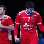 El jugador croata Luka Stepancic celebra un gol en su partido contra Egipto en Montpellier.