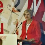 Theresa May durante su comparecencia en Salzburgo/Foto: Ap