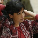 La líder andaluza de Podemos, Teresa Rodríguez, en el Parlamento de Andalucía en Sevilla