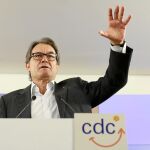 Artur Mas, ayer, durante la rueda de prensa en la sede de su partido en Barcelona