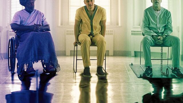 De izqda. a dcha, Samuel L. Jackson, James McAvoy y Bruce Willis, que interpretan en «Glass» a Elijah Price, Kevin Wendell Crumb y David Dunn