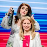 La presidenta electa de Eslovaquia, Zuzana Caputova, antes de participar en un debate electoral