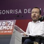 Pablo Echenique durante su comparecencia posterior a la reunión que el Consejo de Coordinación del partido en el año 2016
