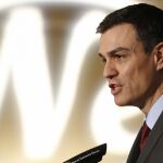 El secretario general del PSOE, Pedro Sánchez, durante su intervención en un desayuno informativo organizado por Nueva Economía Fórum