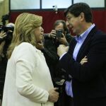 La presidenta de la Junta de Andalucía, Susana Díaz, y su socio de investidura, Juan Marín, líder de Ciudadanos en la comunidad