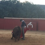 El diestro López Simón probándose en la finca de El Pilar