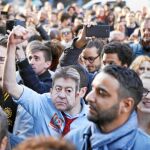 Simpatizantes del izquierdista Jean-Luc Mélenchon celebraron en la sede del partido el pasado 23 los buenos resultados del izquierdista