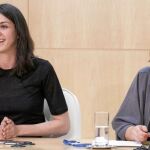 Rita Maestre y Celia Mayer, ayer, en la rueda de prensa posterior a la Junta de Gobierno