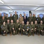 María Dolores de Cospedal durante la visita que ha realizado a los militares españoles desplegados en la República Centroafricana