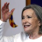 La actriz Nuria Espert durante la rueda de prensa que ofreció hoy en Las Palmas de Gran Canaria con motivo de la representación de la obra "Incendios"