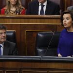 La vicepresidenta del Gobierno, Soraya Sáenz de Santamaría, durante su intervención en la sesión de control al Gobierno.