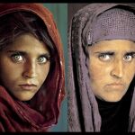 Sharbat Gula en la portada de National Geographic en 1985 y 17 años después