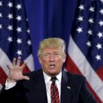 El precandidato republicano, Donald Trump, durante un mitin en Cadillac, Michigan
