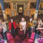Dolors Montserrat (PP), Margarita Robles (PSOE), Ana Pastor (presidenta del Congreso), Ione Belarra (Podemos) y Patricia Reyes (Cs), en el Congreso