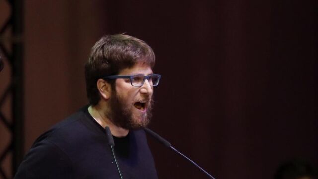 El eurodiputado de Podemos Miguel Urbán de Anticapitalistas, durante su intervención en la primera jornada de la Asamblea Ciudadana Estatal de Vistalegre II