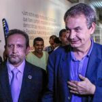 Rodríguez Zapatero ayer a su llegada al aeropuerto Simón Bolívar