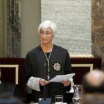 La fiscal general del Estado, María José Segarra, durante su discurso en la ceremonia de apertura del Año Judicial, que tiene lugar hoy en la sede del Tribunal Supremo / Efe