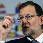 Mariano Rajoy, durante la conferencia de prensa con la que cerró su participación en la cumbre europea.