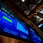Paneles informativos de la Bolsa de Madrid