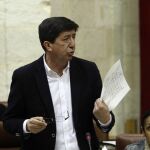 El líder andaluz de Ciudadanos, Juan Marín, ayer en el Parlamento