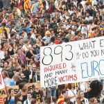 Imagen de la huelga general de octubre de 2017, poco después del referéndum