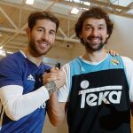 Sergio Ramos y Sergio Llull en el entrenamiento