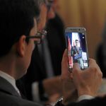 El líder del PSOE, Pedro Sánchez, ayer en un desayuno informativo en Madrid