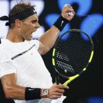 Rafael Nadal celebra el triunffo ante el chipiotra Marcos Baghdatis