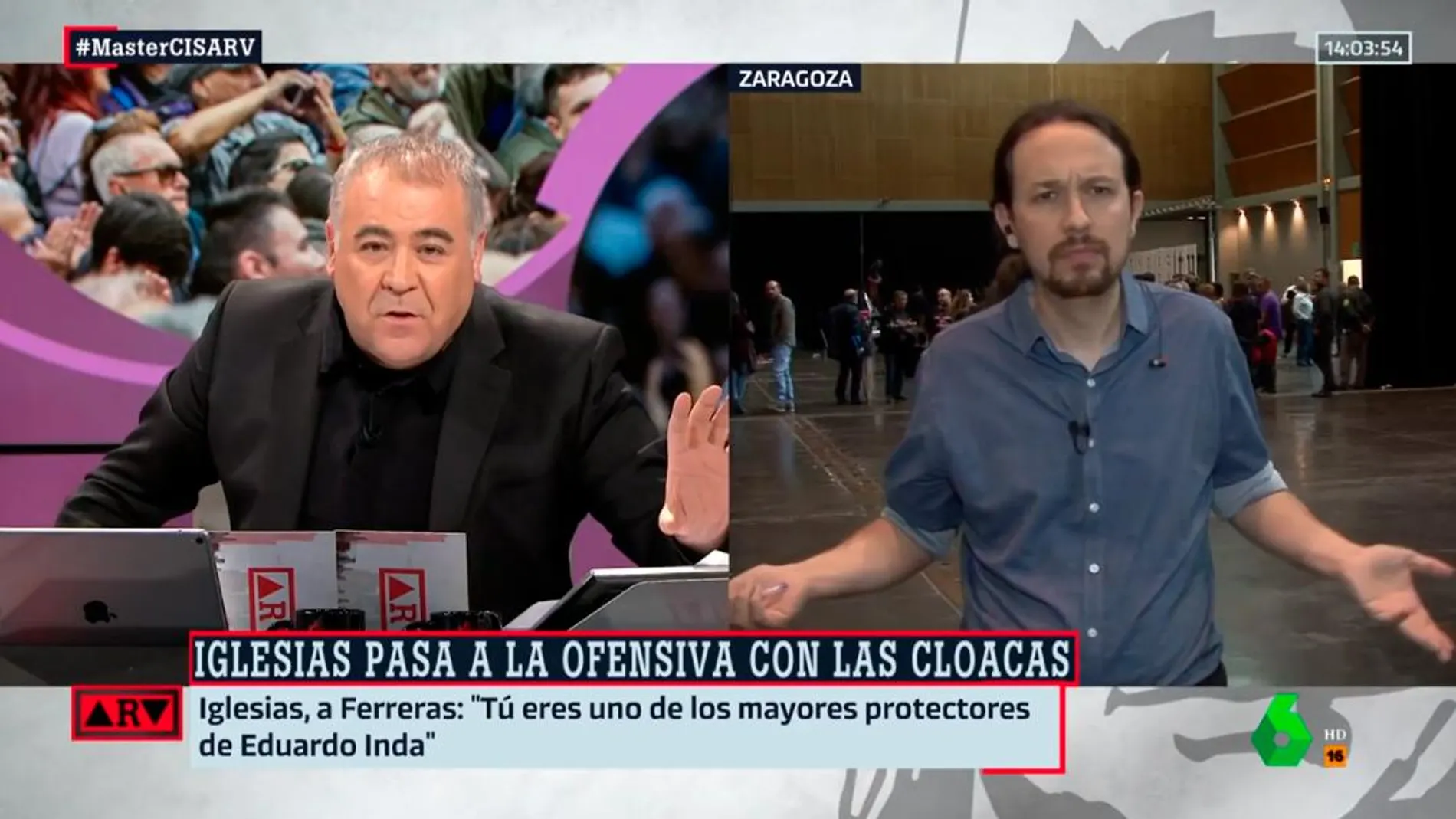 Pablo Iglesias y Antonio Ferreras en pleno debate televisivo